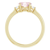 14K Yellow 7x5 mm Oval Natural Pink Morganite & .08 CTW Natural Diamond Ring